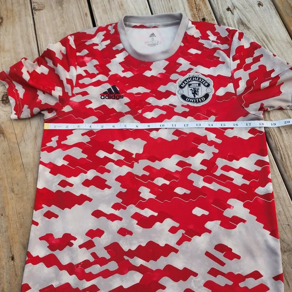 Mens Adidas Manchester United Trainning Soccer Jersey Sz S Red Camo Print 28